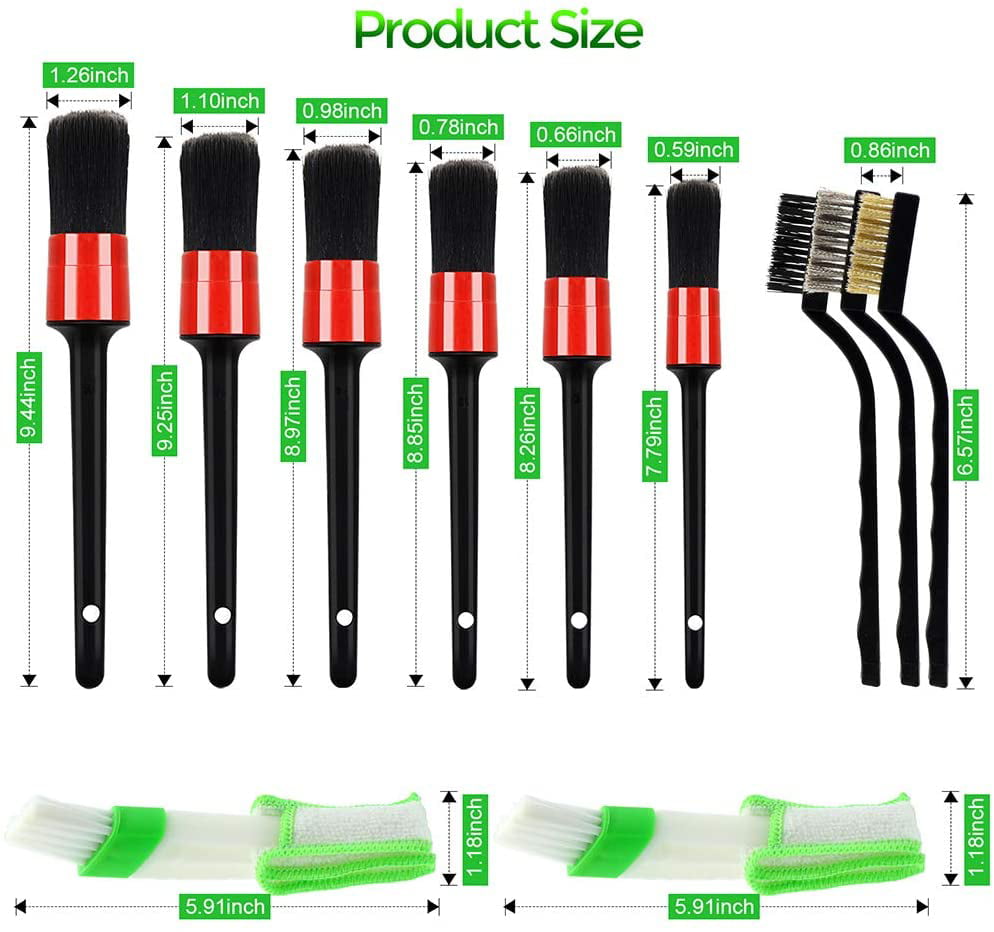 11Pcs Car Cleaning Brushes,Auto Detailing Brushes Set for Cleaning Wheels, Car Interior Detailing Kit for Cars,Tire Brush,Chemical Guys, Exterior, Leather, Air Vents Car Detailing Kit