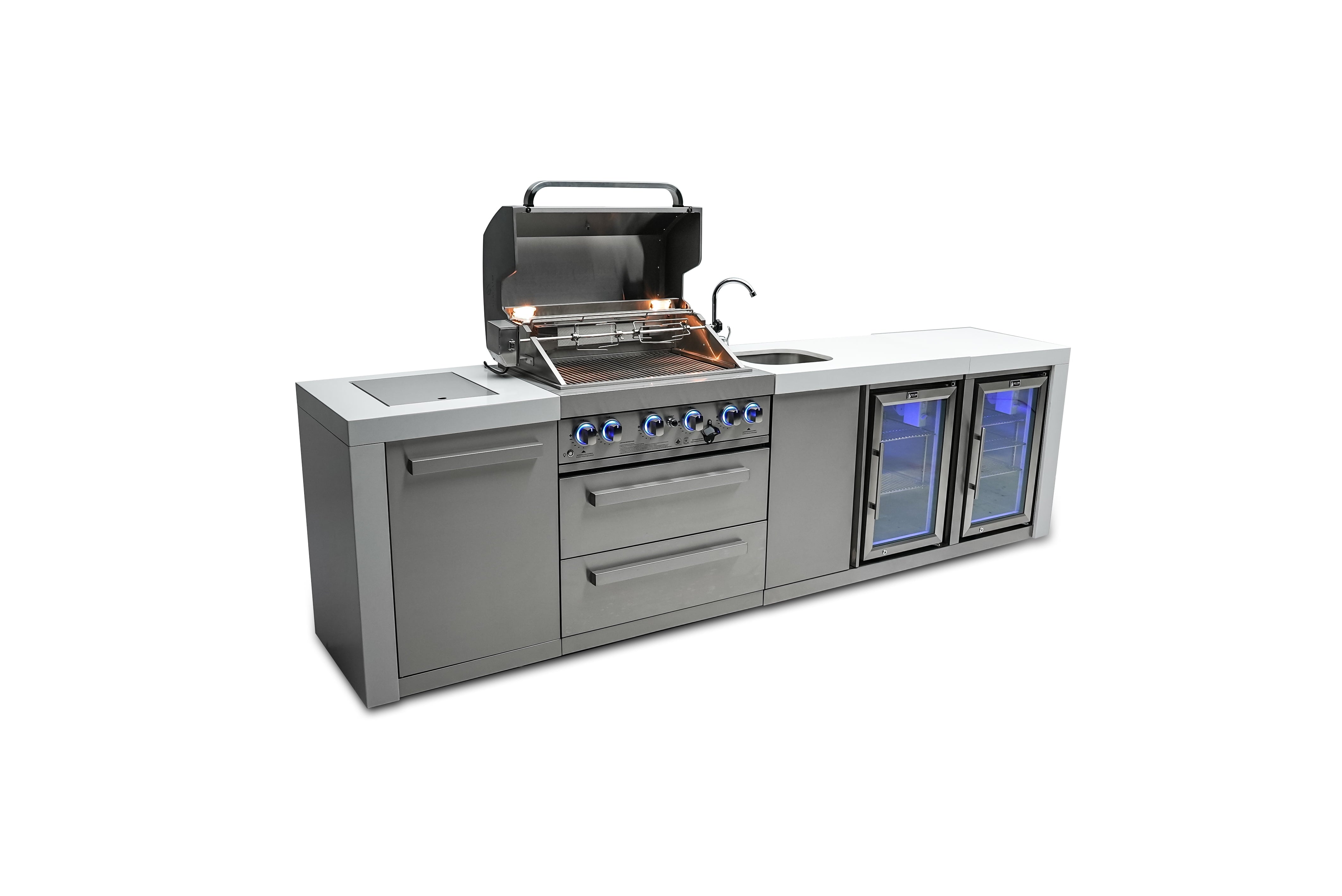 Mont Alpi 400 Grill Deluxe Island with Beverage Center and Fridge Cabinets