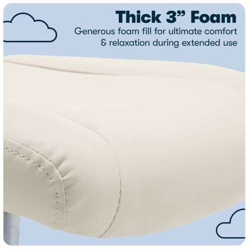 Serta Essentials Armless Task Chair Faux Leather and Mesh Cream