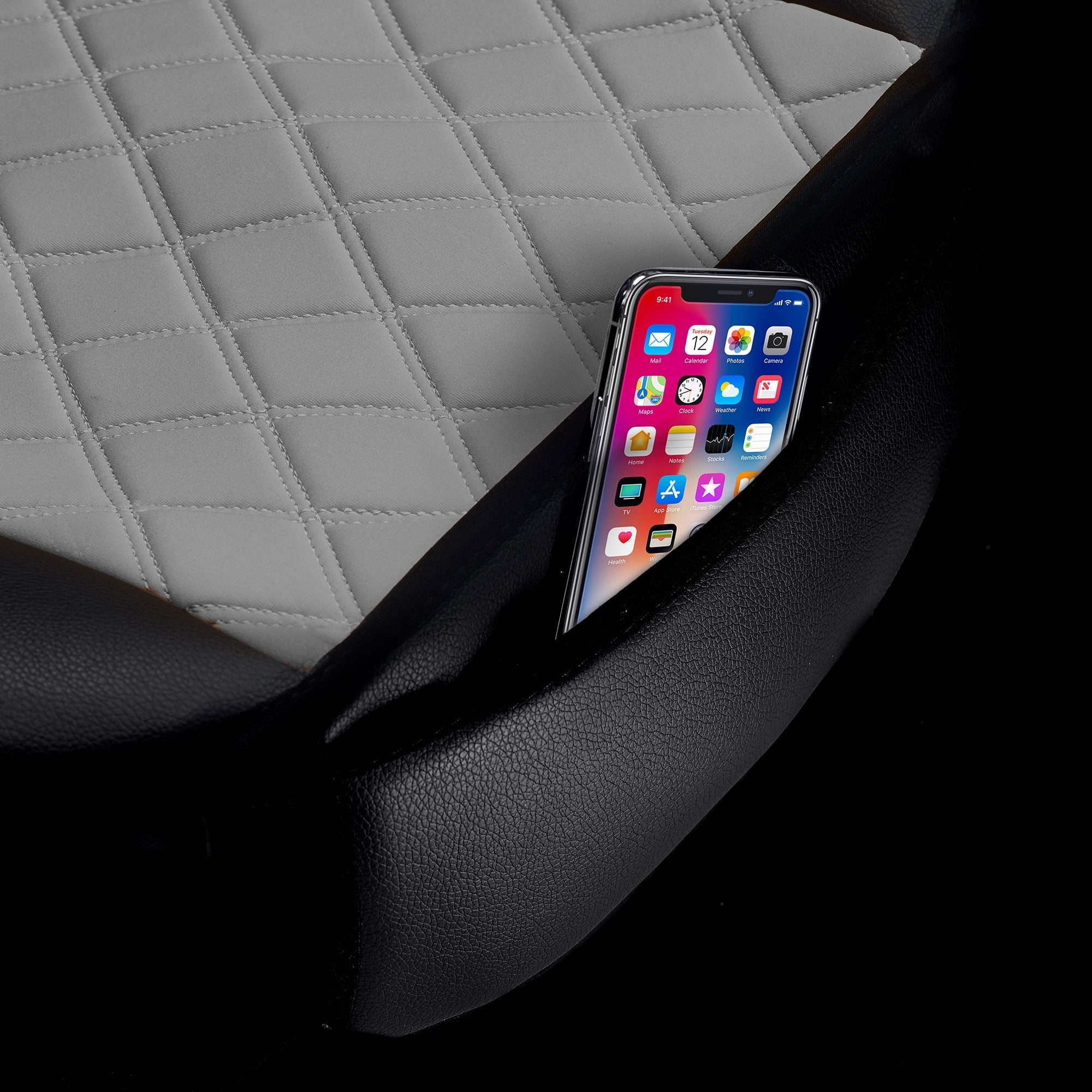 FH Group Faux Leather and Neosupreme Front Set Gray Seat Cushions with Air Freshener (AFFB210102GRAY-BT)