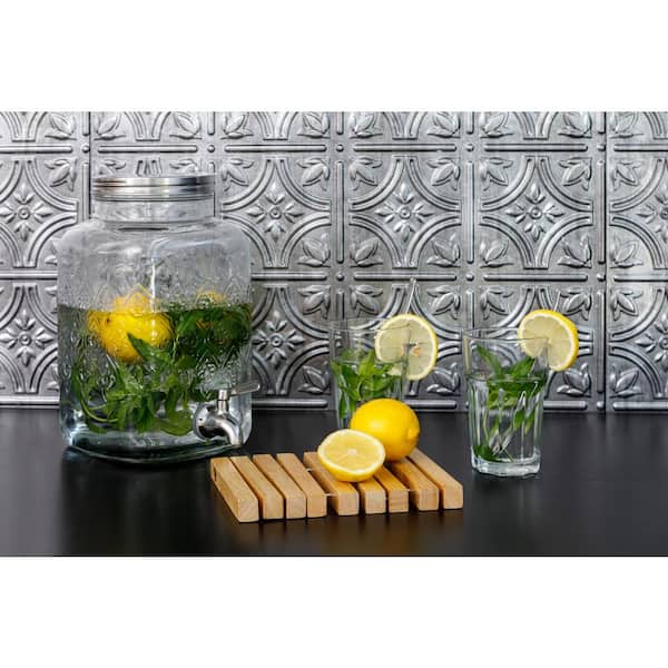 18.5'' x 24.3'' Empire Decorative 3D PVC Backsplash Panels in Crosshatch Silver 9-Pieces