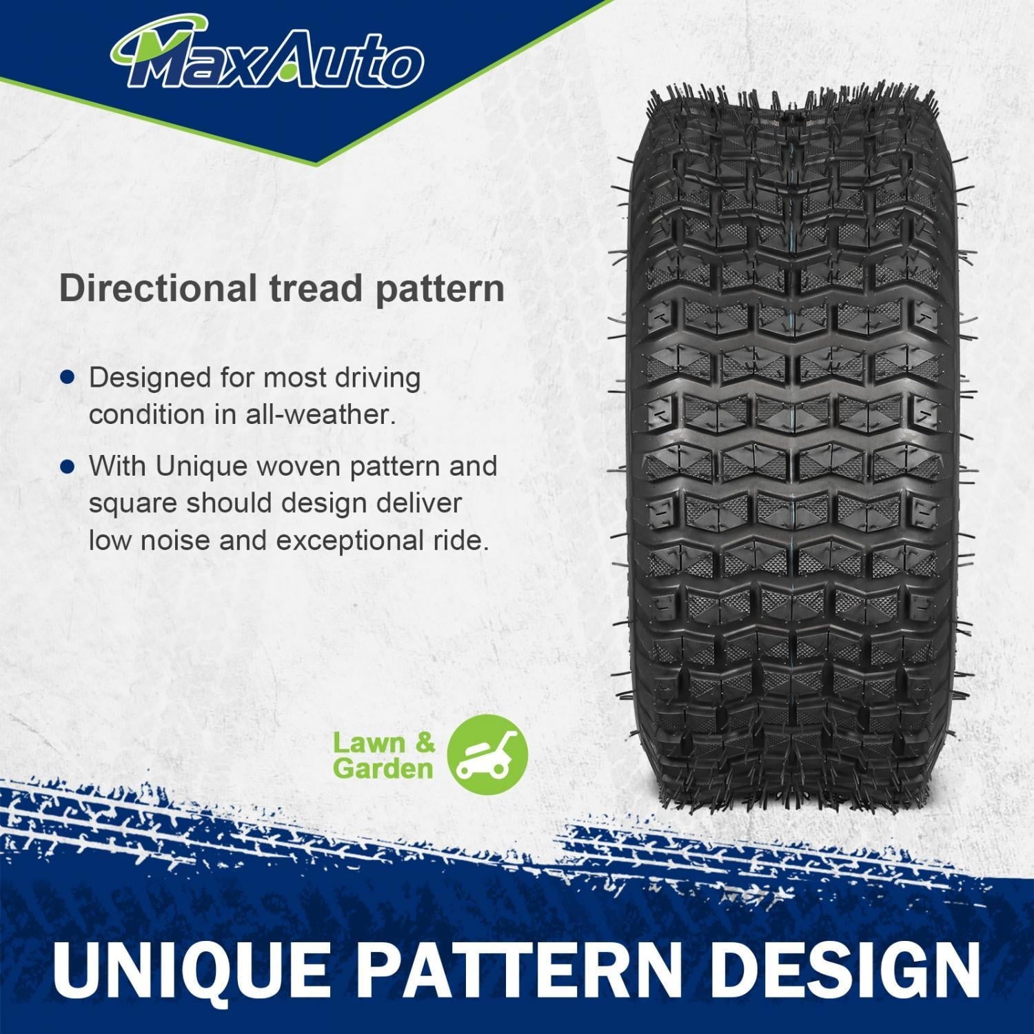 MaxAuto 15X6.00-6 15x6x6 Lawn Mower Tires 4PR, Tubeless, Set of 2