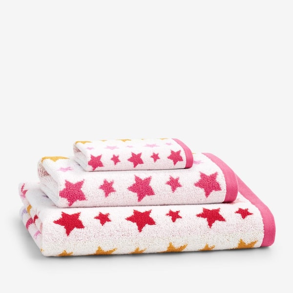 Company Kids Star Yarn-Dyed Pink Geometric Cotton Single Hand Towel