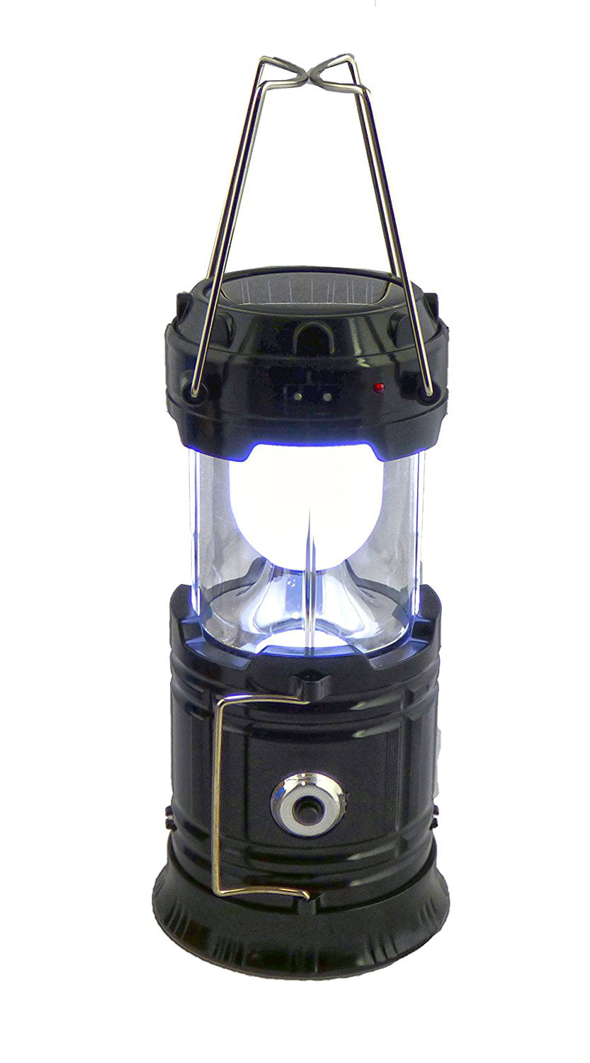 2 Solar Collapsible LED Lantern 3-in-1 Rechargeable, Flashlight & USB Power Bank - Portable, Bright, Eco-Friendly - Camping, Outdoor Activities, Emergencies (Black)