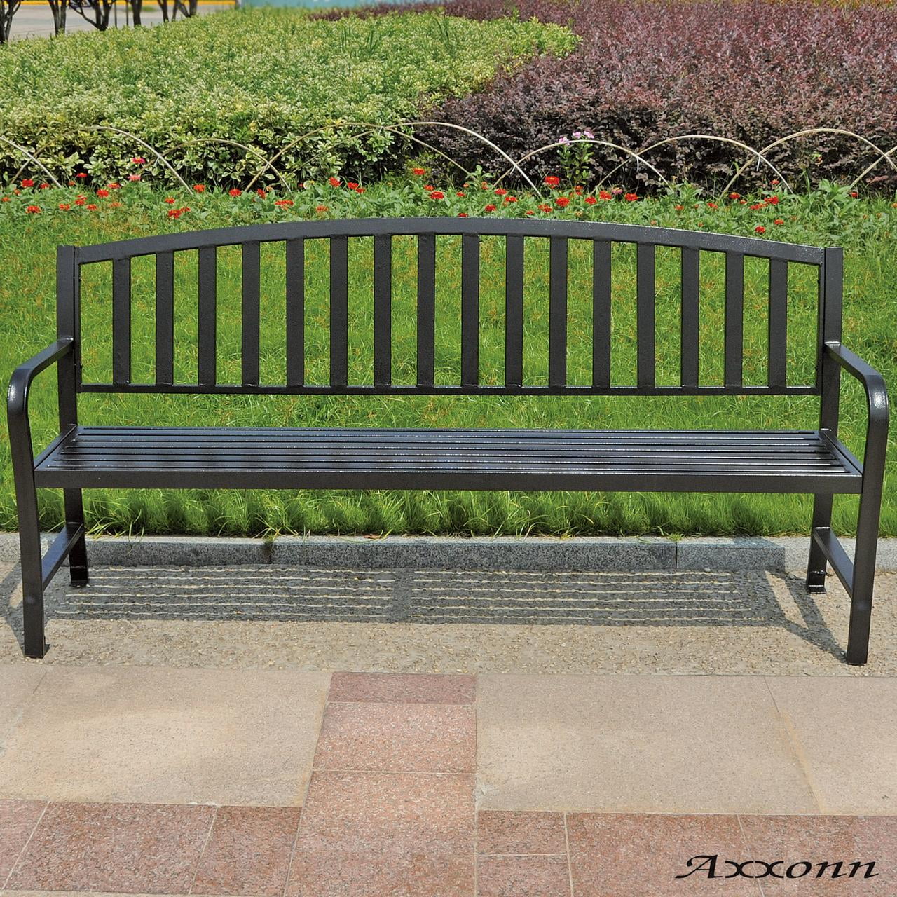 Axxonn 6ft Commercial Heavy Duty Metal Bench, Black, L 70.9 x W 21.3 x H 34.4 inches