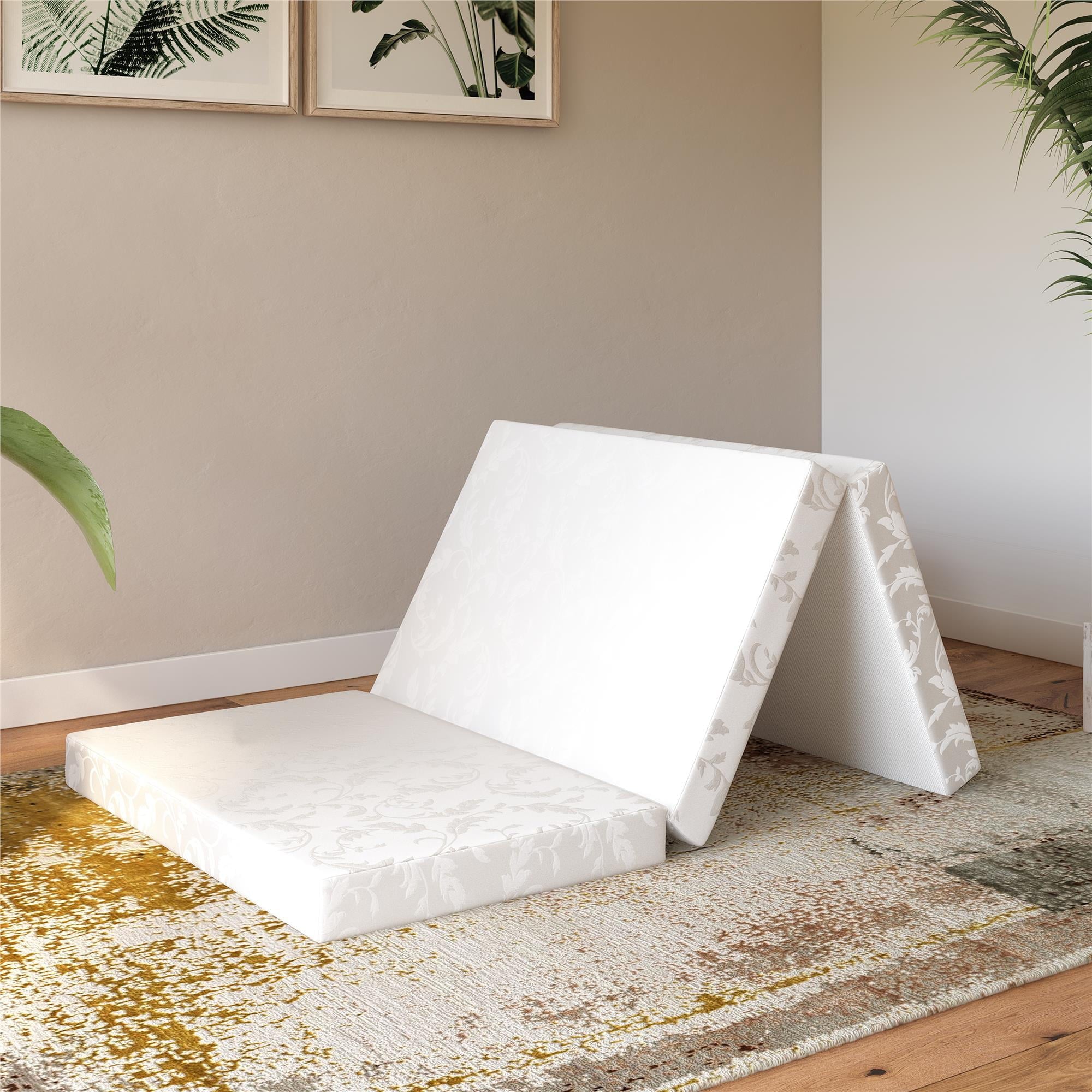 Aries 4-Inch Tri Folding Mattress with Carry Bag and Washable Cover, Twin Size