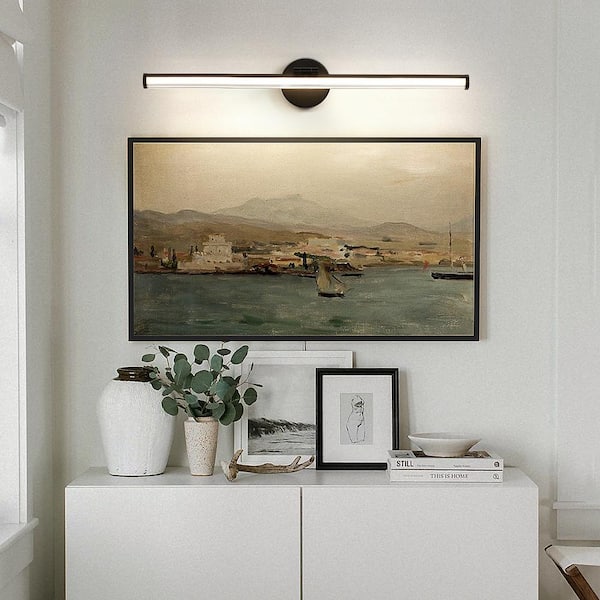 30 in. 1-Light Matte Black LED Vanity Light Bar 24-Watt Rotatable Bathroom Light Fixture