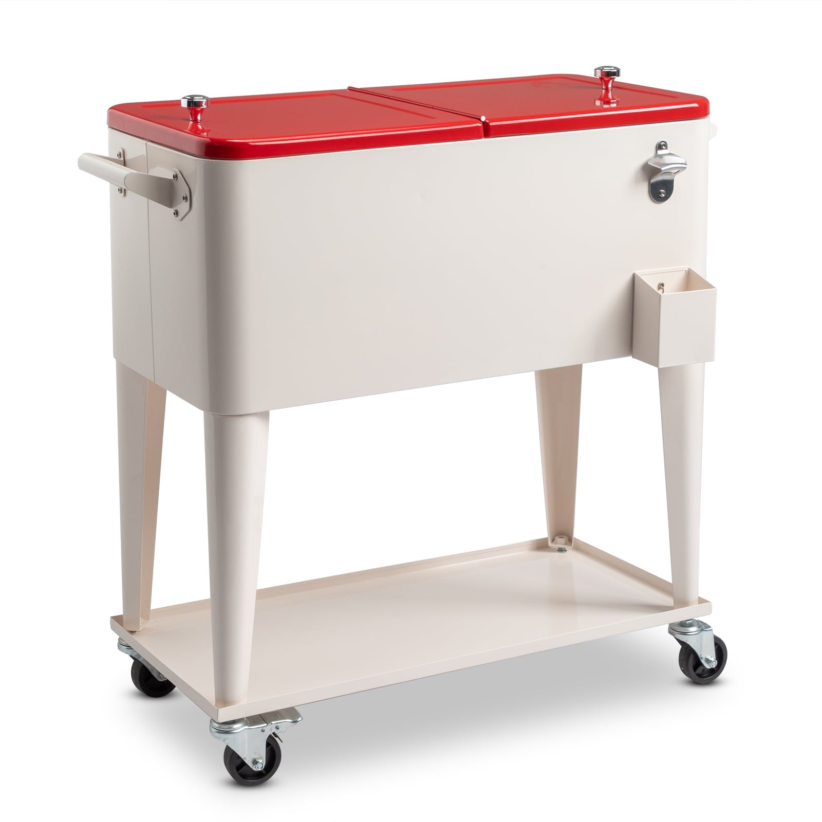 Ktaxon 80QT Trolley Frozen Warm Function Spray Cooler Cart Ice Beer Beverage Chest with Shelf Wheel