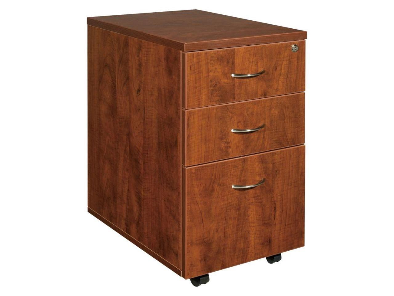 3 Drawers Vertical Wood Composite Lockable Filing Cabinet, Cherry