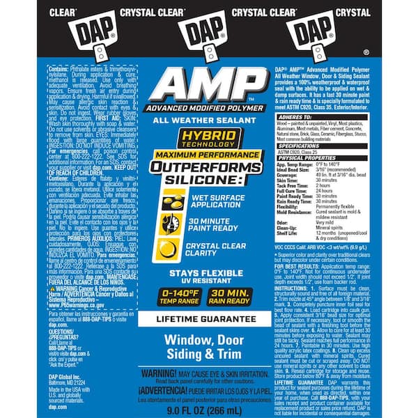 AMP Advanced Modified 9 oz. Crystal Clear Polymer All Weather Window, Door and Siding Sealant (12-Pack)