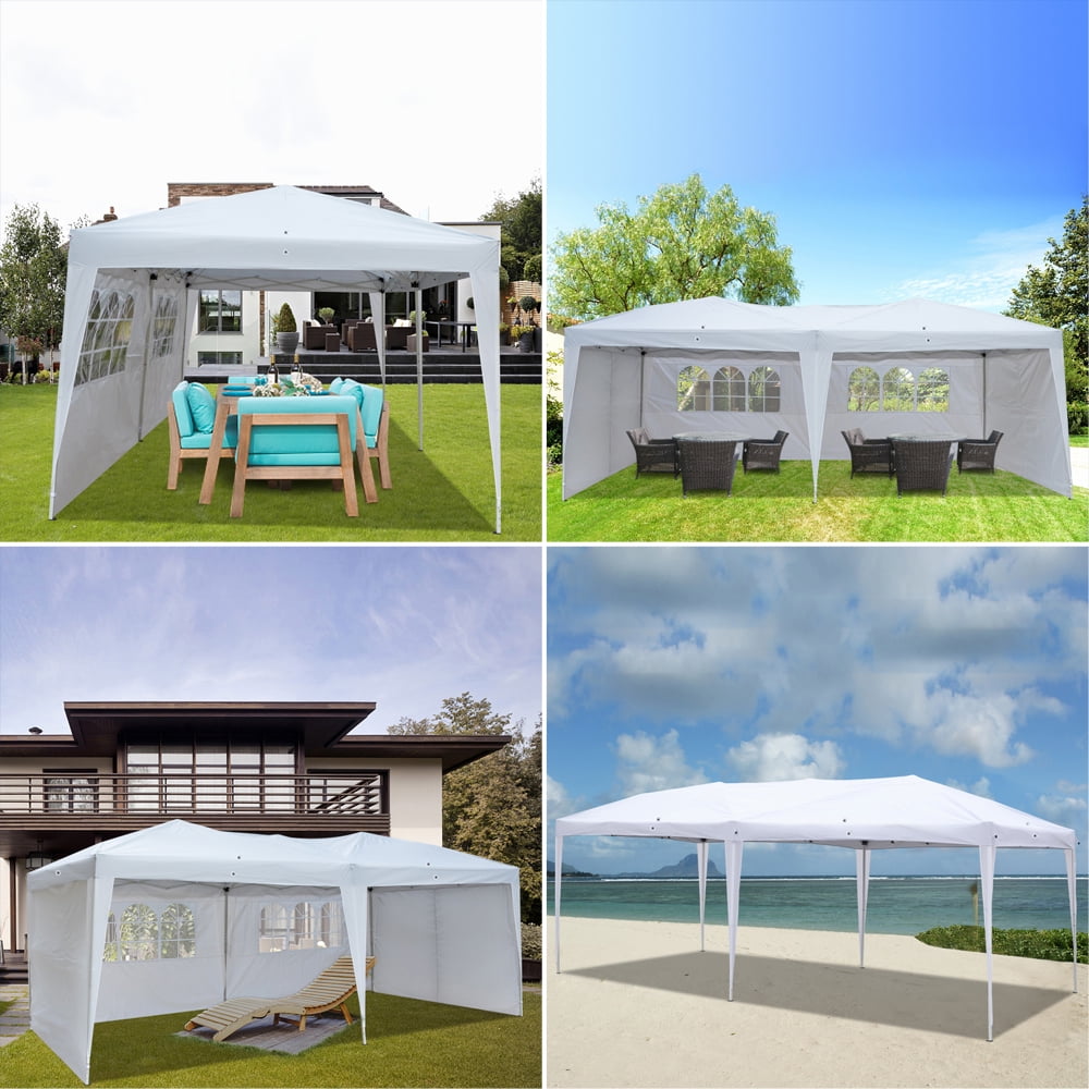 UBesGoo Easy Pop Up Canopy Party Tent, 10 x 20-Feet, White with 4 Removable Sidewalls