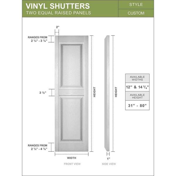 14.75 in. W x 36 in. H TailorMade Two Equal Panels, Raised Panel Shutters - Wedgewood Blue