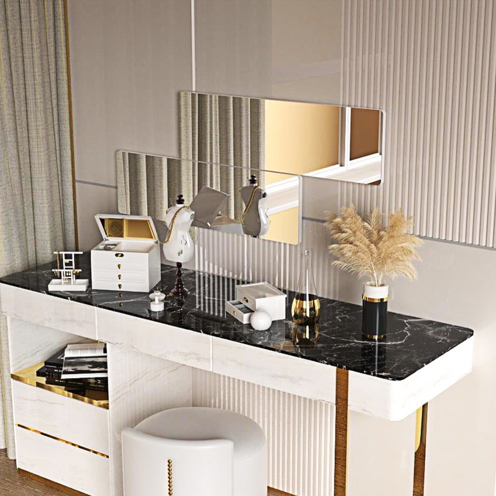 Organizedlife Decor Wall Mirror Frameless Mirror,2-Piece Set Free Combination Hanging Floor Mirrors Living Room Bathroom