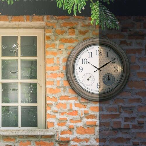 La Crosse Technology Analog Clock Lighted Leaves Frame Temp/Humidity 15.5 in. W