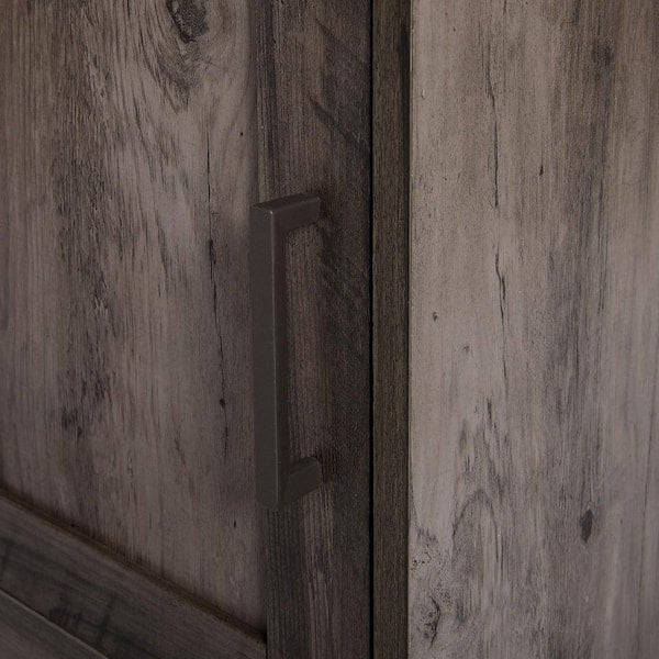 Rustic Brown Hall Coat Tree with Shoe Storage Bench and Storage Shelves