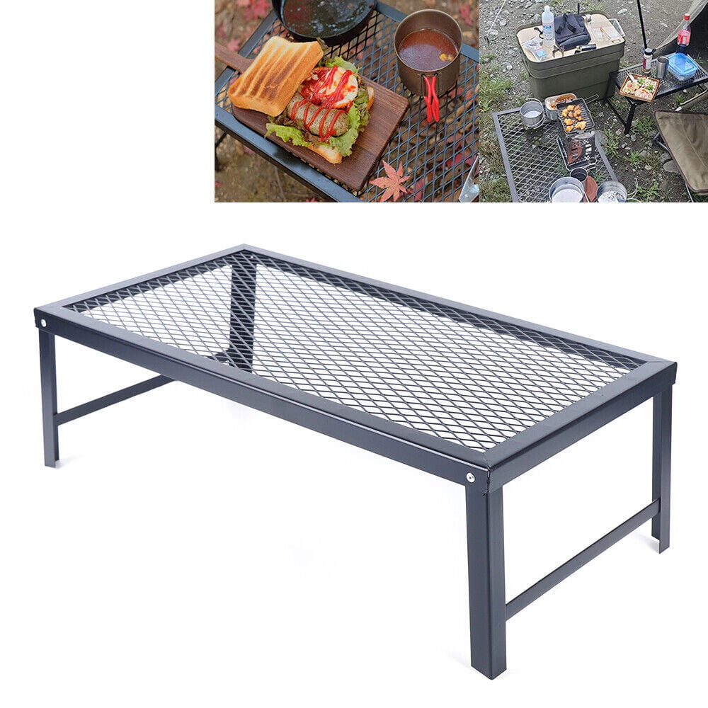 Campfire Grill Over-Fire Pit Cooking BBQ Rack Cooking Stove Black Foldable
