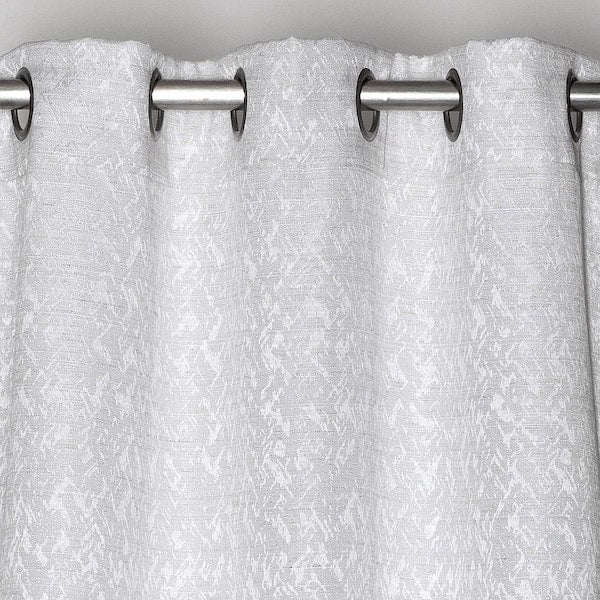 Madison White 3D Jacquard Threaded Lurex Textured Weaved Window Panel Pair 76 in. W x 96 in. L ( Set of 2)