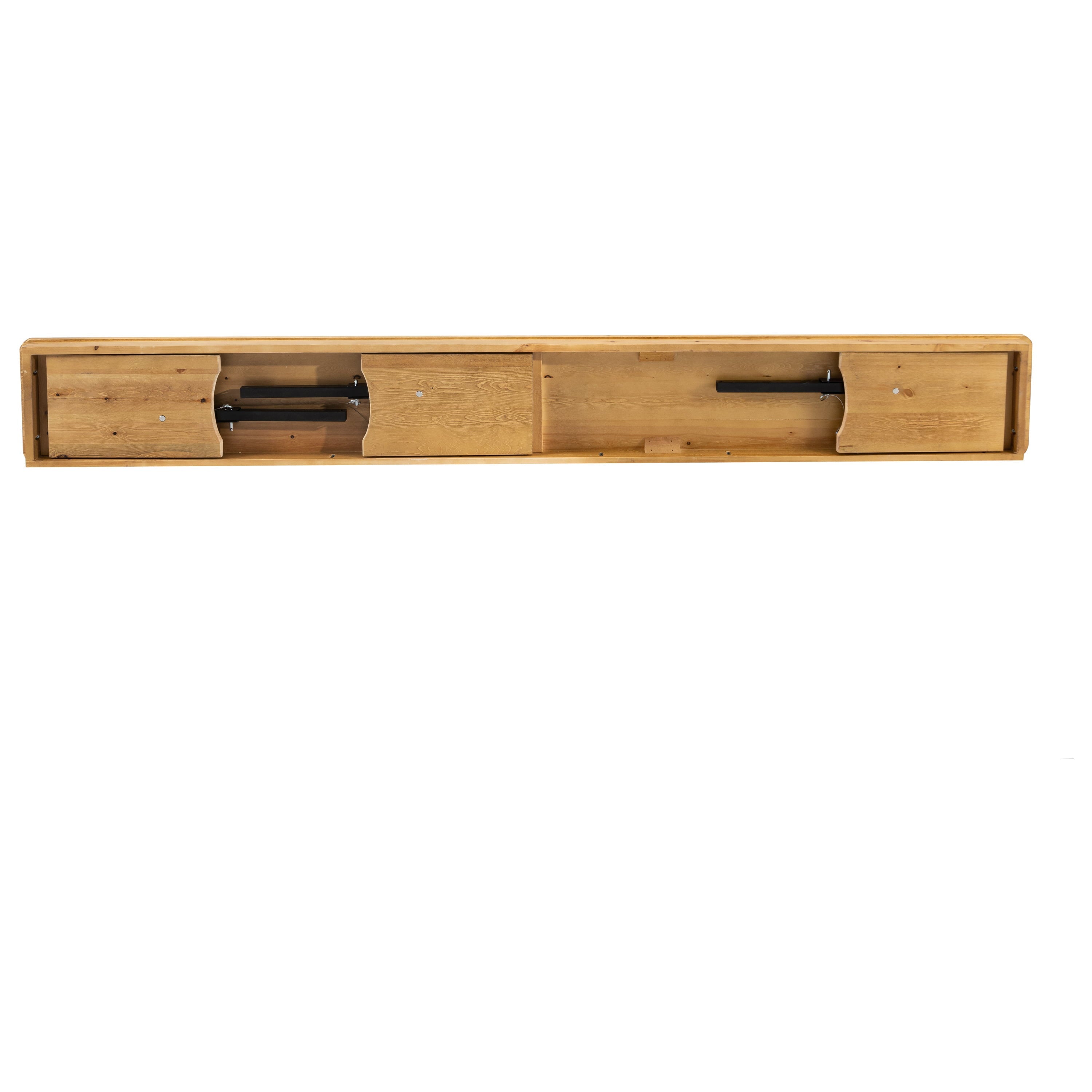 BizChair 8' x 12'' Antique Rustic Light Natural Solid Pine Folding Farm Bench with 3 Legs