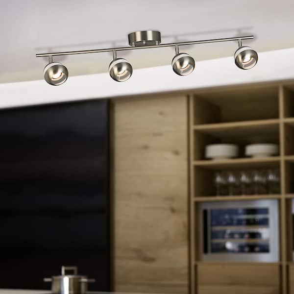 Maple Park 2.75 ft. 4-Light Brushed Nickel Integrated LED Fixed Track Lighting Kit