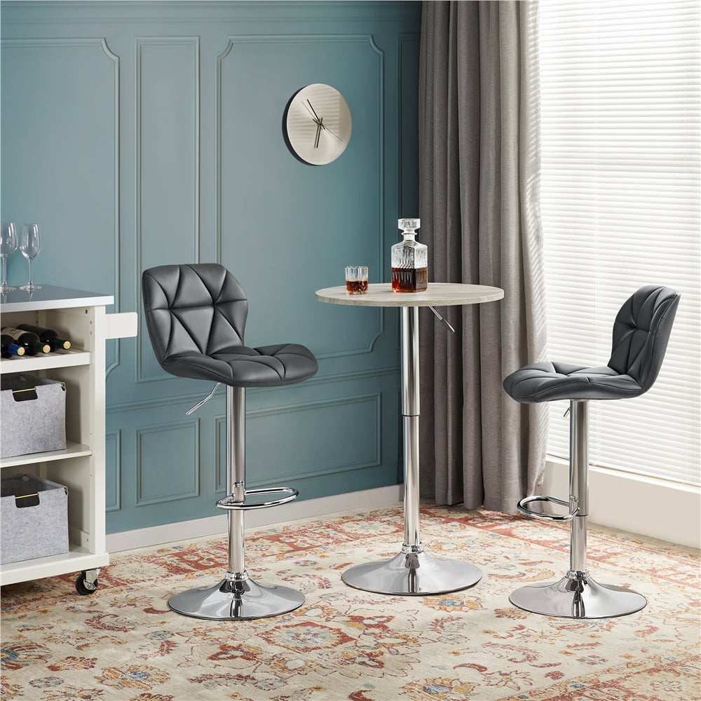 Alden Design Adjustable Counter-Height Faux Leather Modern Barstool, Set of 2, Gray
