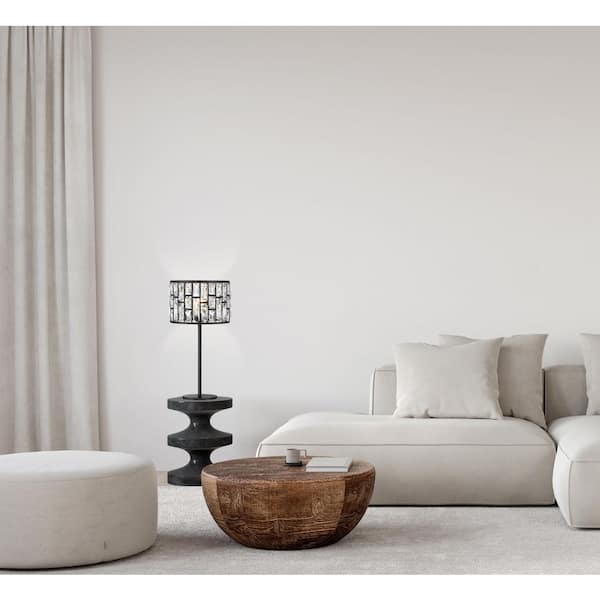 Kristella 24 in. Black Table Lamp with Chrystal Shade