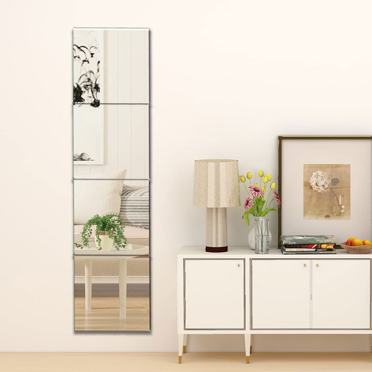 EUWBSSR 10pcs 12in Flexible Mirror Sheets Self-Adhesive Plastic Mirror Tiles Non-Glass Mirror Sticker,Ultra-Thin Flexible Mirror Sheets for Bedroom Closet Bathroom