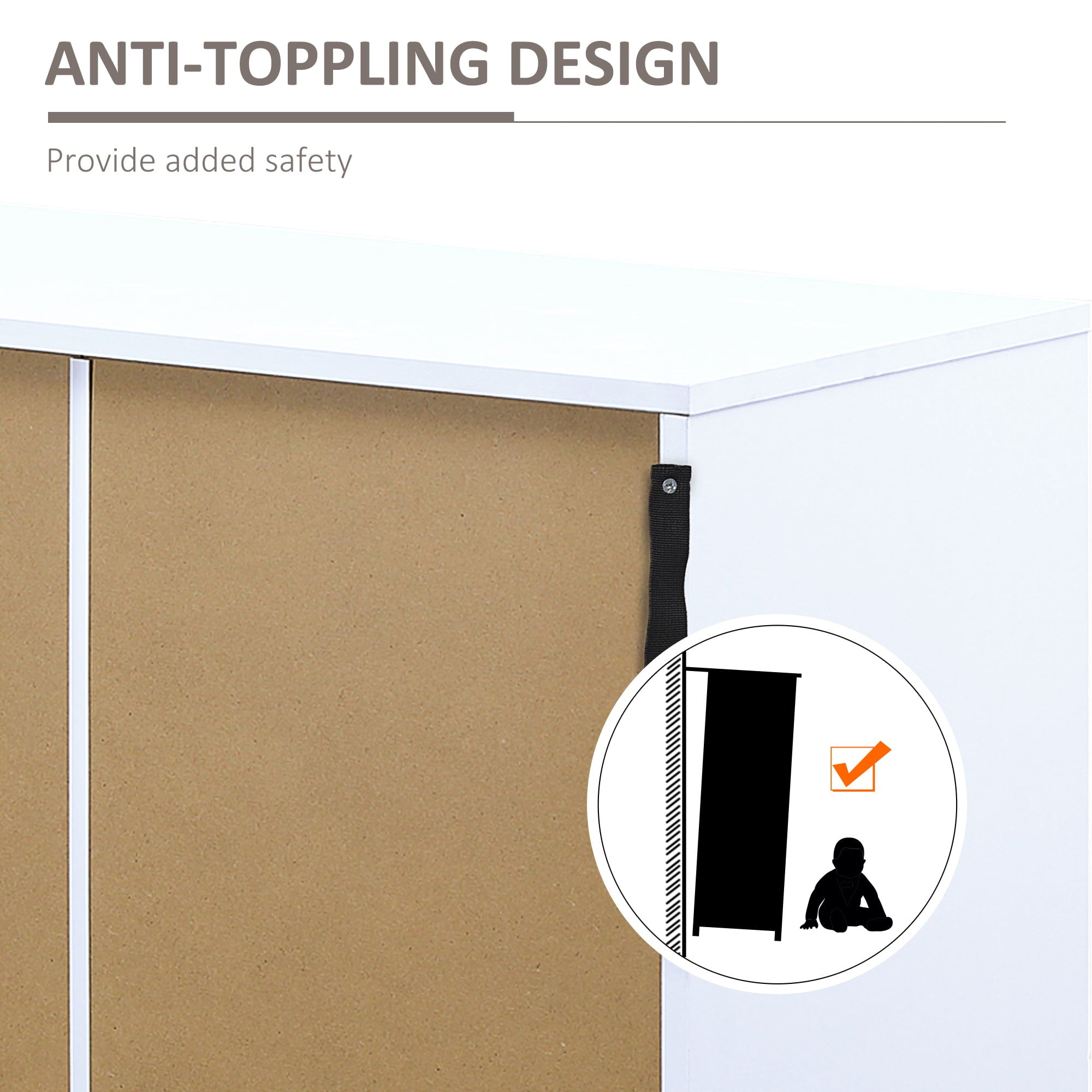 HOMCOM Modern Sideboard, Buffet Cabinet, Console Table with Adjustable Shelves, Anti-Topple Design, and Large Countertop, Brown