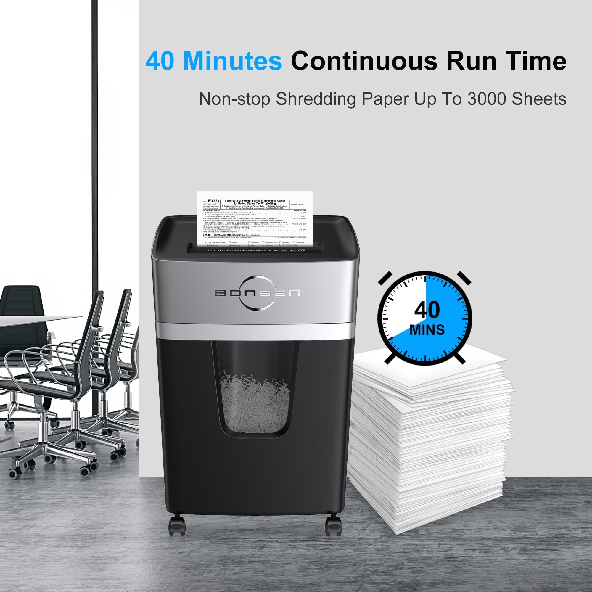 Bonsen 10-Sheet Micro Cut Paper Shredder Home Office Shredder with 5.2 Gallon Wastebasket