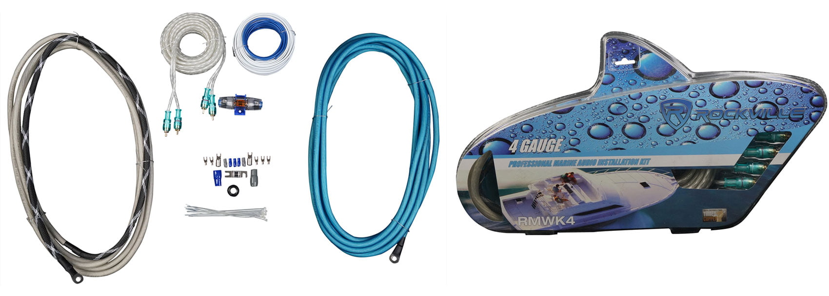 Rockville RXM-S30 Micro Marine/ATV Amplifier 2400w Peak 4 Channel 4x150W+Amp Kit