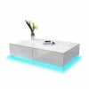 Hommpa Coffee Table with 4 Drawers LED Center Table Sofa Side Tea Tables Black High Gloss Finish