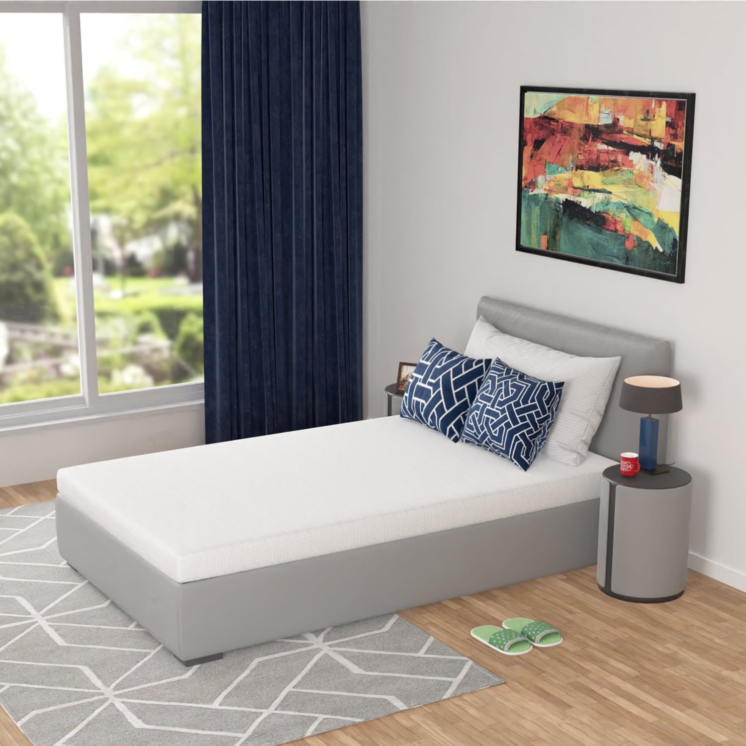 Inch Green Tea Memory Foam Mattress Cooling Gel Infused Mattress,Medium Firm Mattresses CertiPUR-US Certified/Bed-in-a-Box/Pressure Relieving Twin Size,White