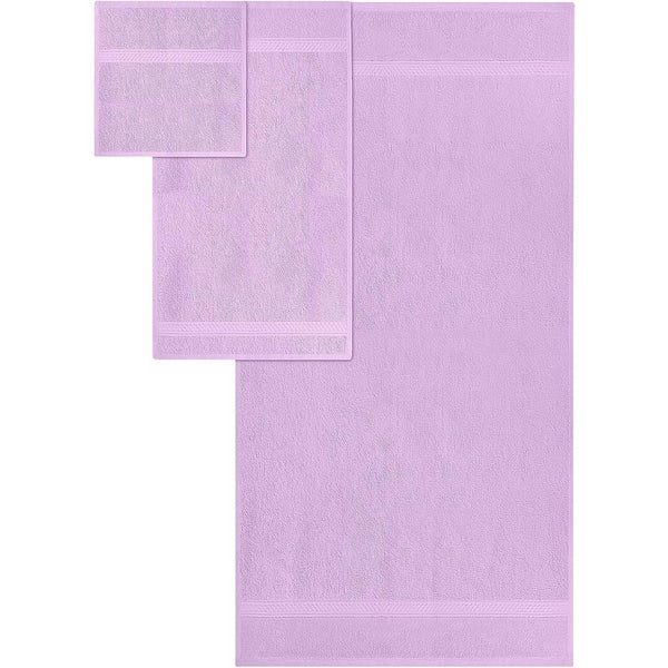 8-Piece Premium Towel w/2 Bath Towels, 2 Hand Towels & 4 Wash Cloths, 600 GSM 100% Cotton Highly Absorbent, Lavender