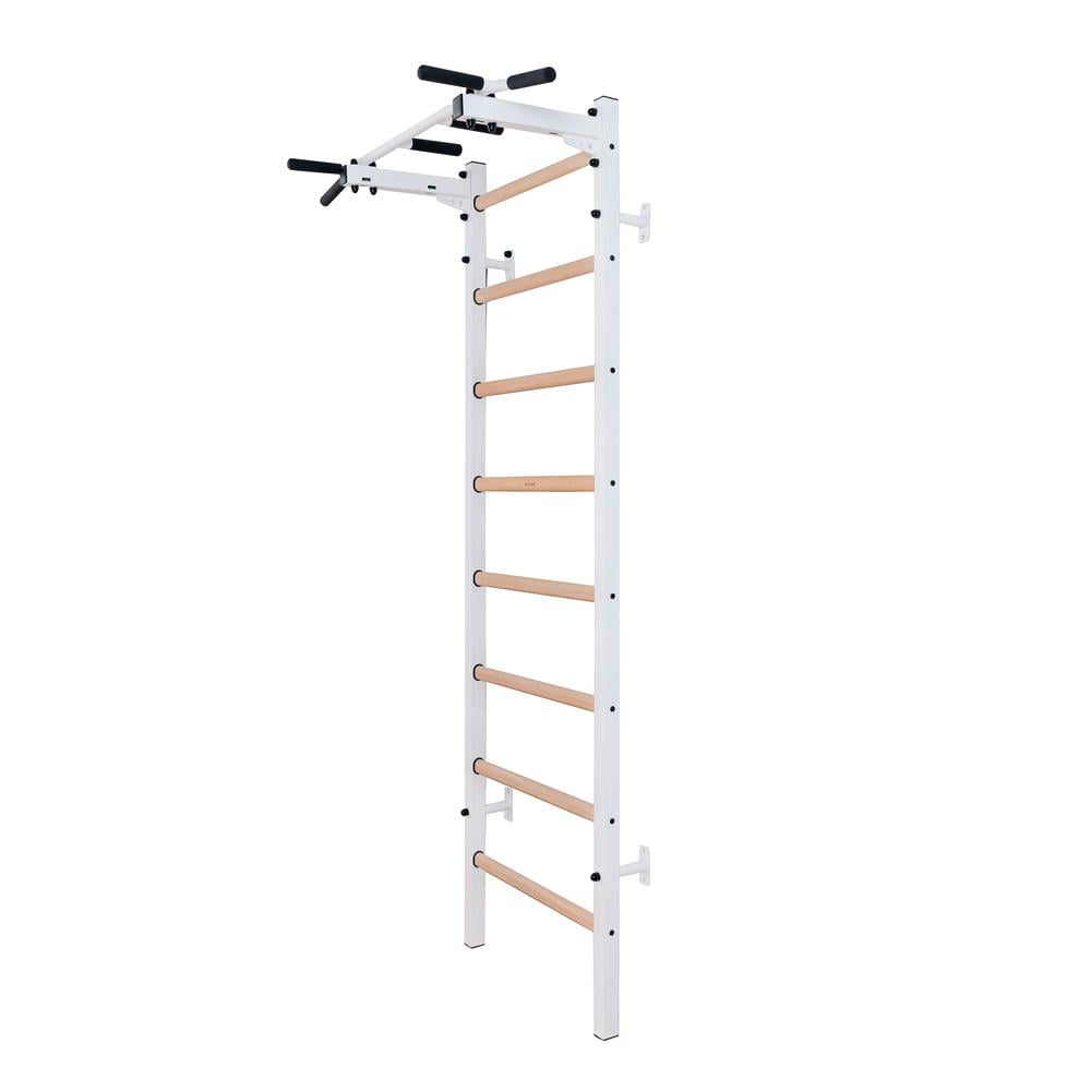 BenchK 221 White Wall bars with fixed steel 6-grip pull-up bar
