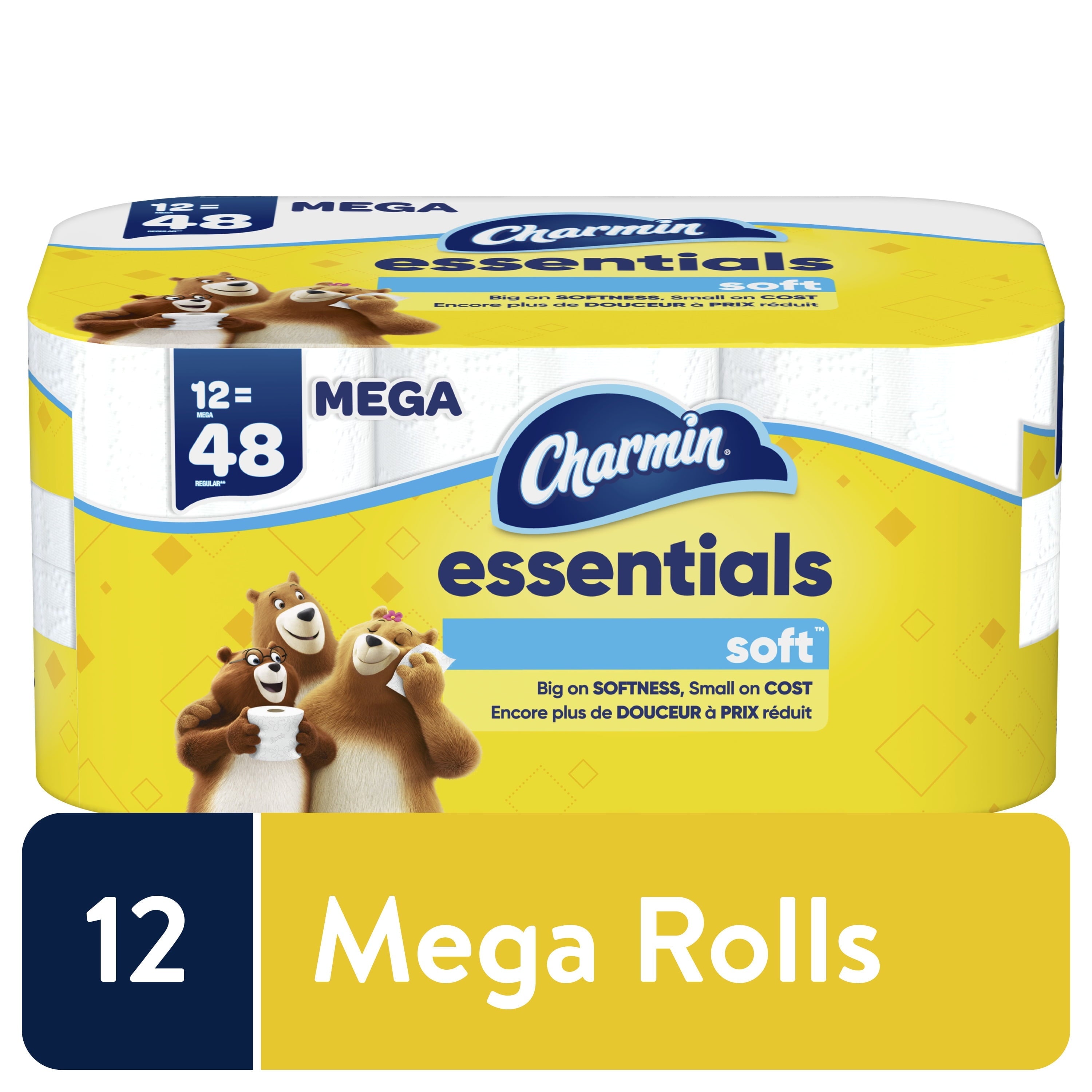 Charmin Essentials Soft Toilet Paper, 12 Mega Rolls