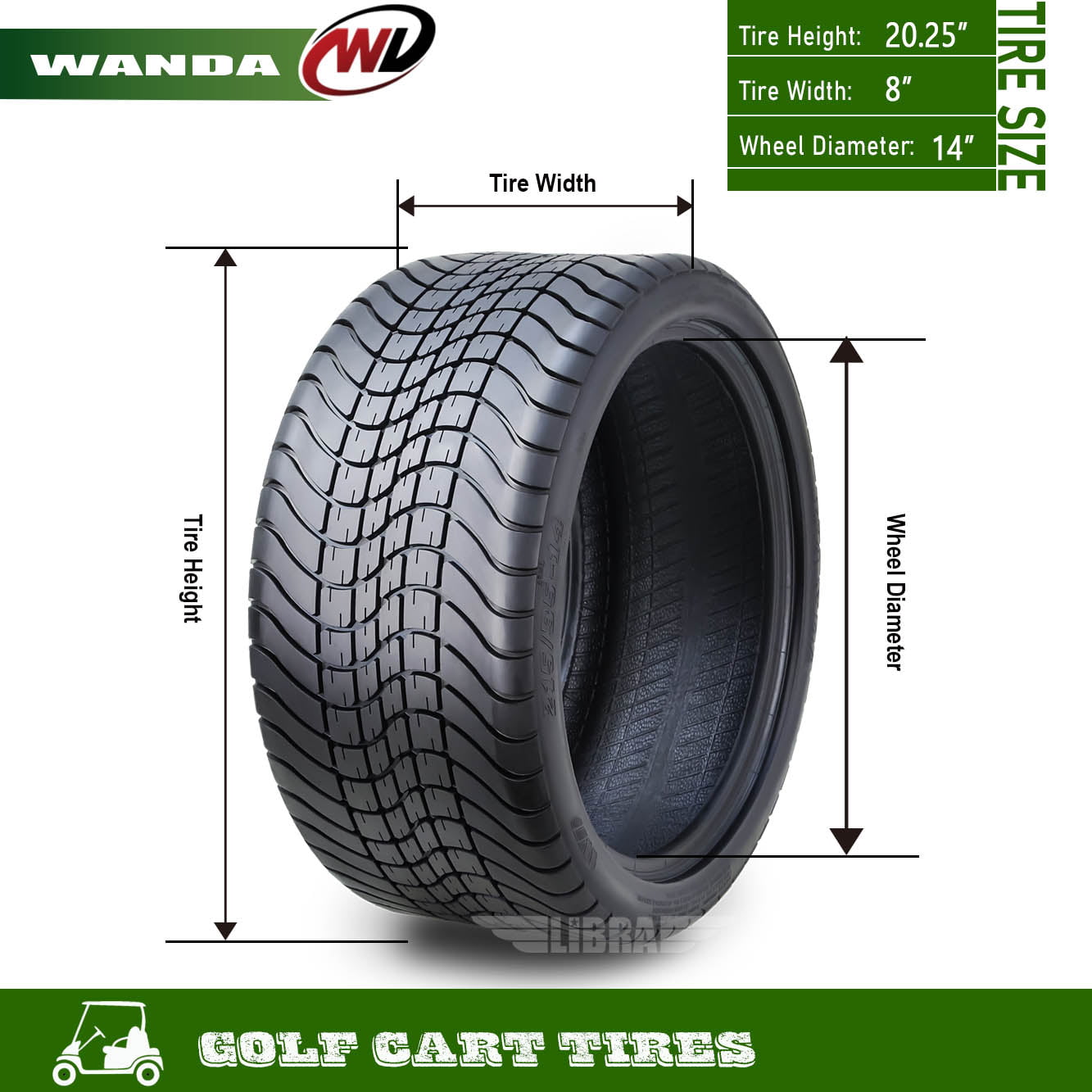 WANDA 215/35-14 Golf Cart ATV Tires 4 Ply 215/35x14 14009