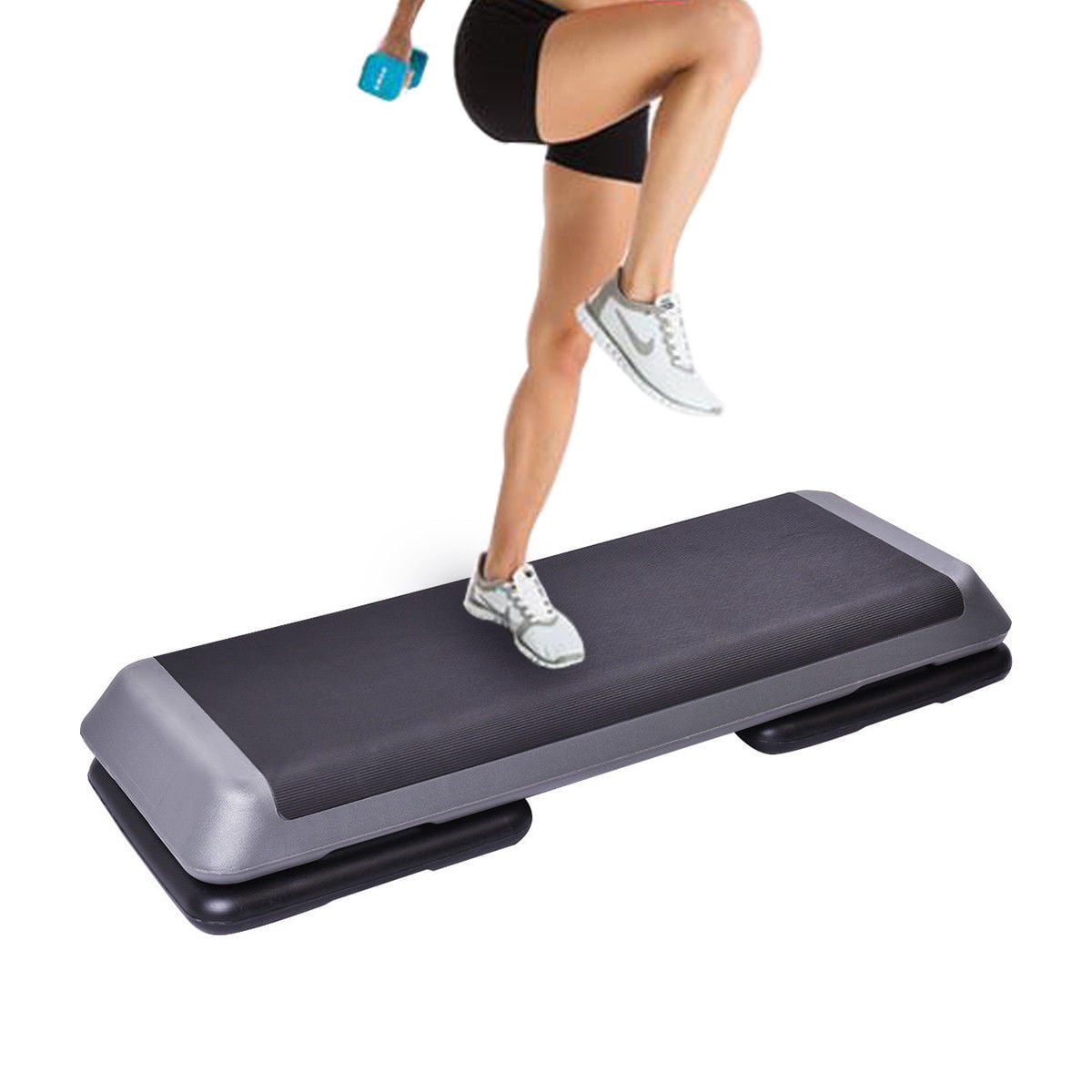 Costway 43'' Aerobic Stepper Step Cardio Fitness Exercise Adjust 4''-6''-8'' w/Risers
