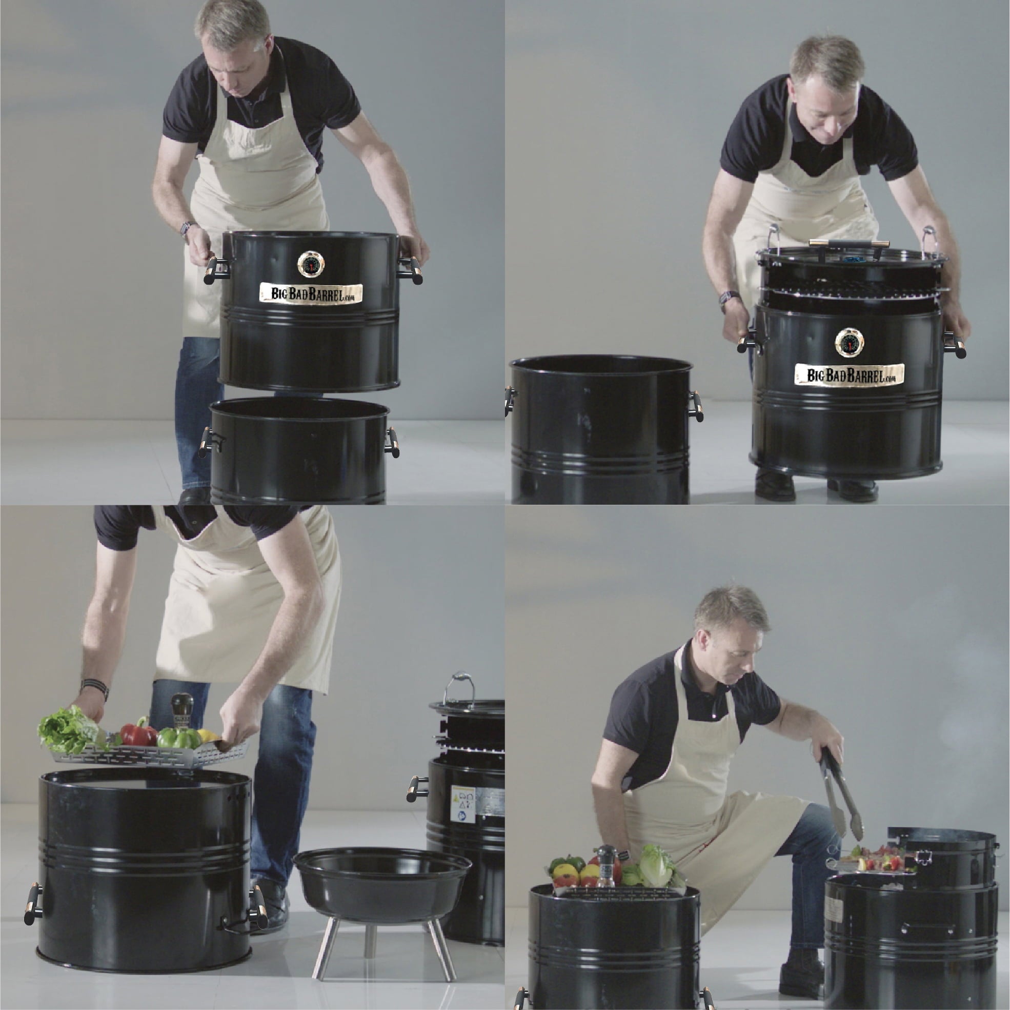 Big Bad Barrel BBQ Smoker Grill 5 in 1 Barrel can be used as a Smoker, Grill, Pizza Oven, Table and Fire Pit