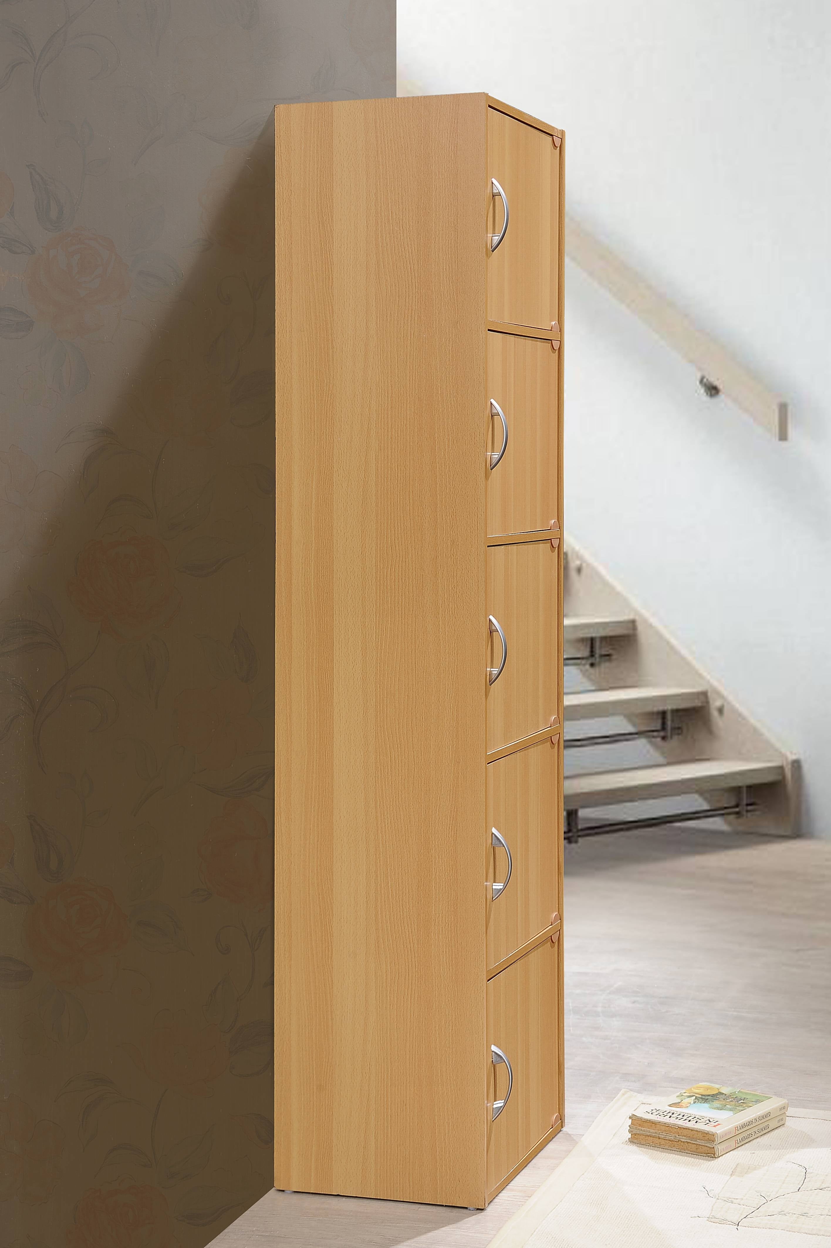 Hodedah 5-Shelf, 5-Door Multipurpose Cabinet, Brown