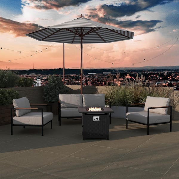 Black Steel Fire Pit Table