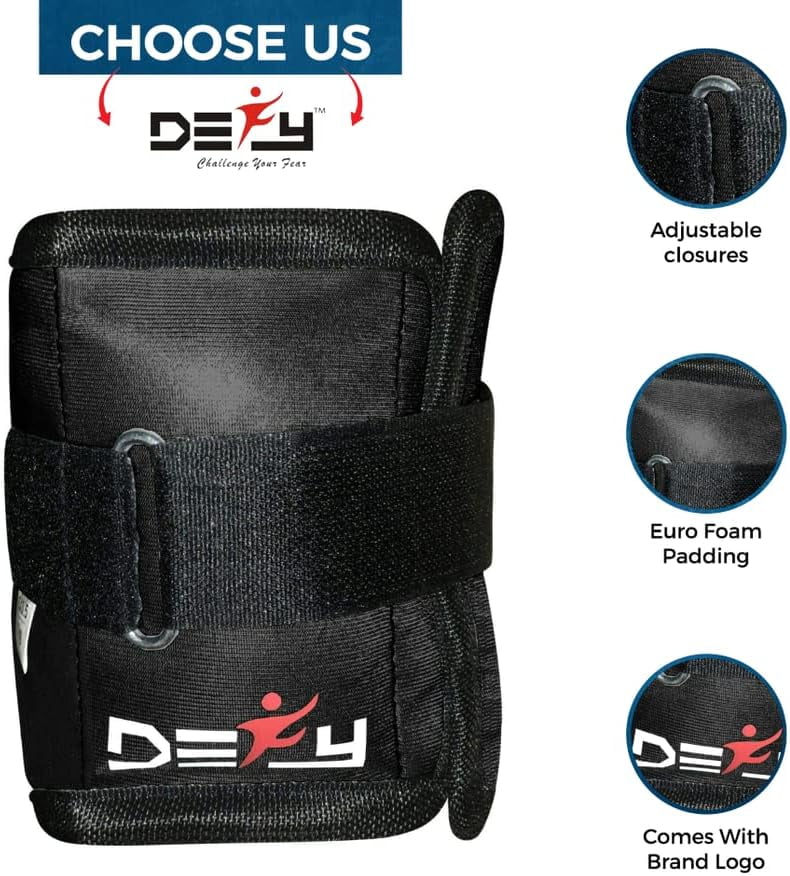 Defy Strength Training Ankle Weight - Adjustable Comfort Neoprene for Gym Fitness Workouts, Running, and Leg Weightlifting for Both Men & Women - Black, 1 Pair