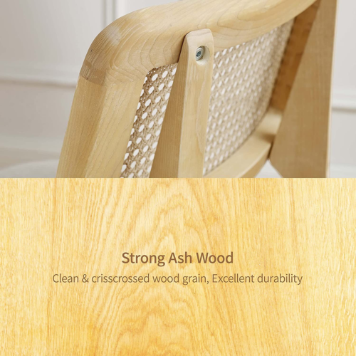 Art Leon Ash Wood Dining Chairs Set of 2-Fabric, Off White + Natural Frame