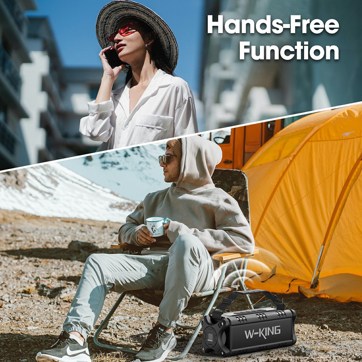 W-King 50W Bluetooth Speakers, IPX6 Waterproof, Deep Bass, 30H, TWS, Black