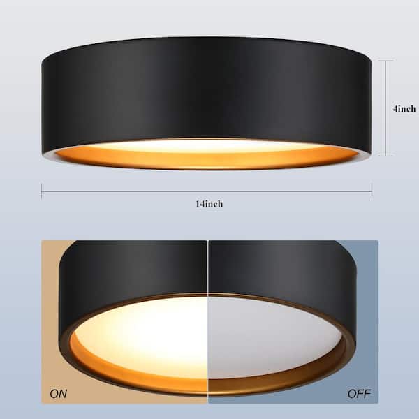 14 in. LED Modern Black Dimmable Flush Mount Ceiling Light