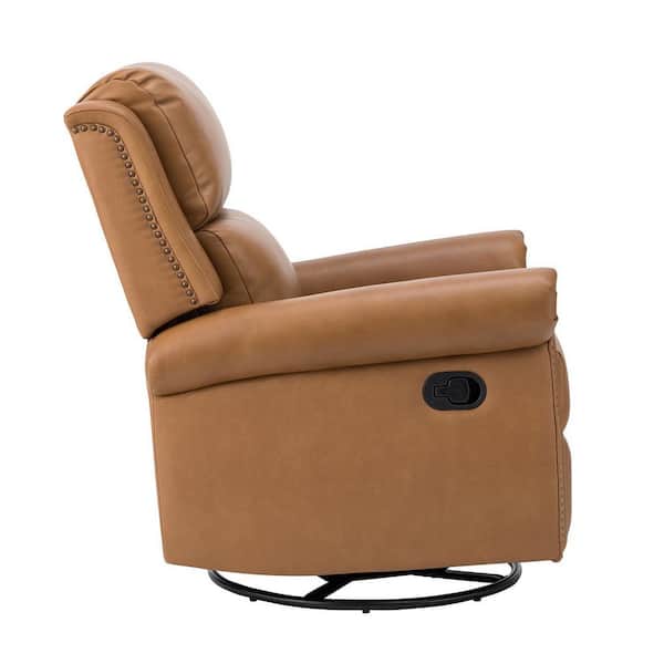 Helmut Camel Genuine Leather Livingroom Swivel Glider Nursery Recliner with Swivel Base Set of 2