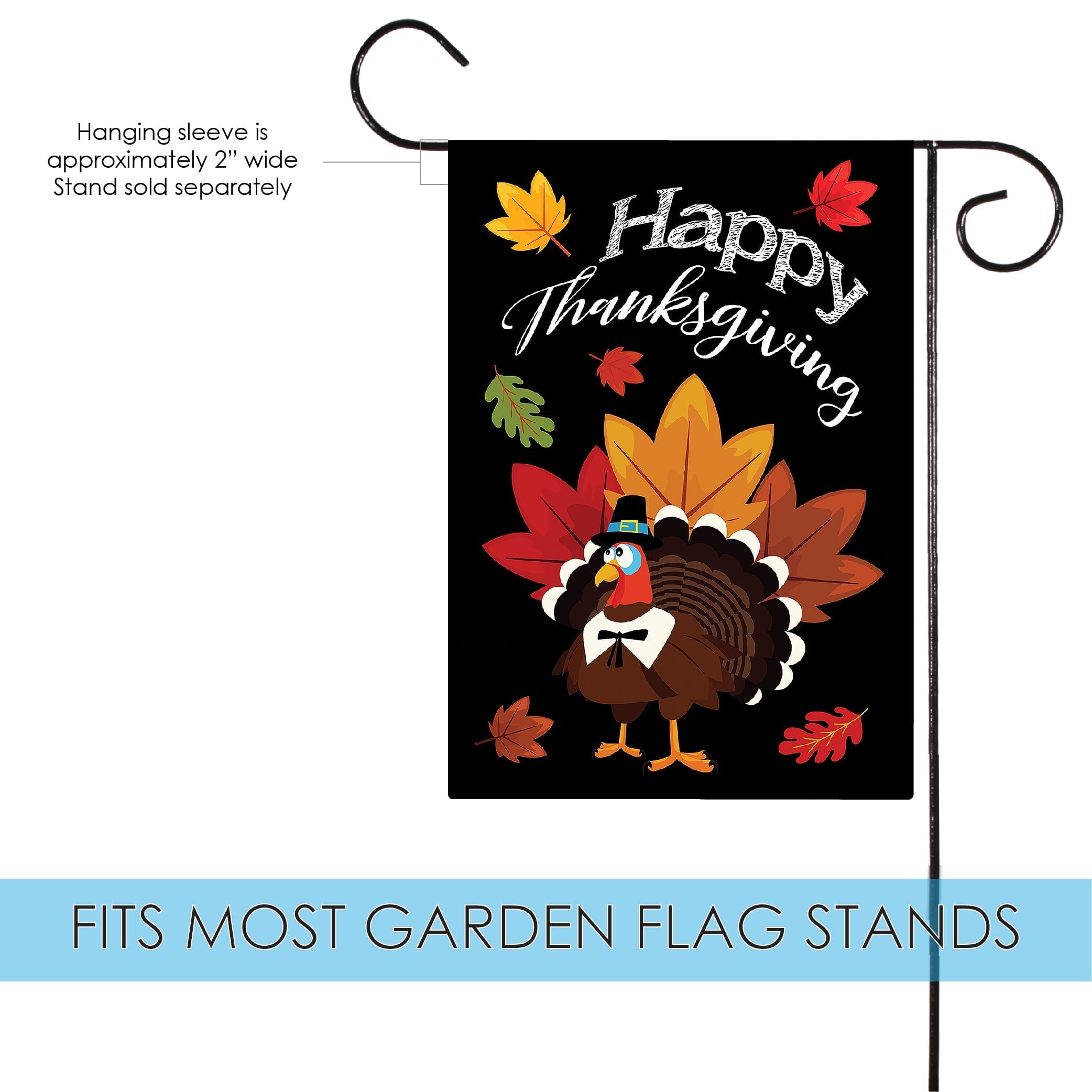 Toland Home Garden Pilgrim Turkey Fall Thanksgiving Flag Double Sided 12x18 Inch
