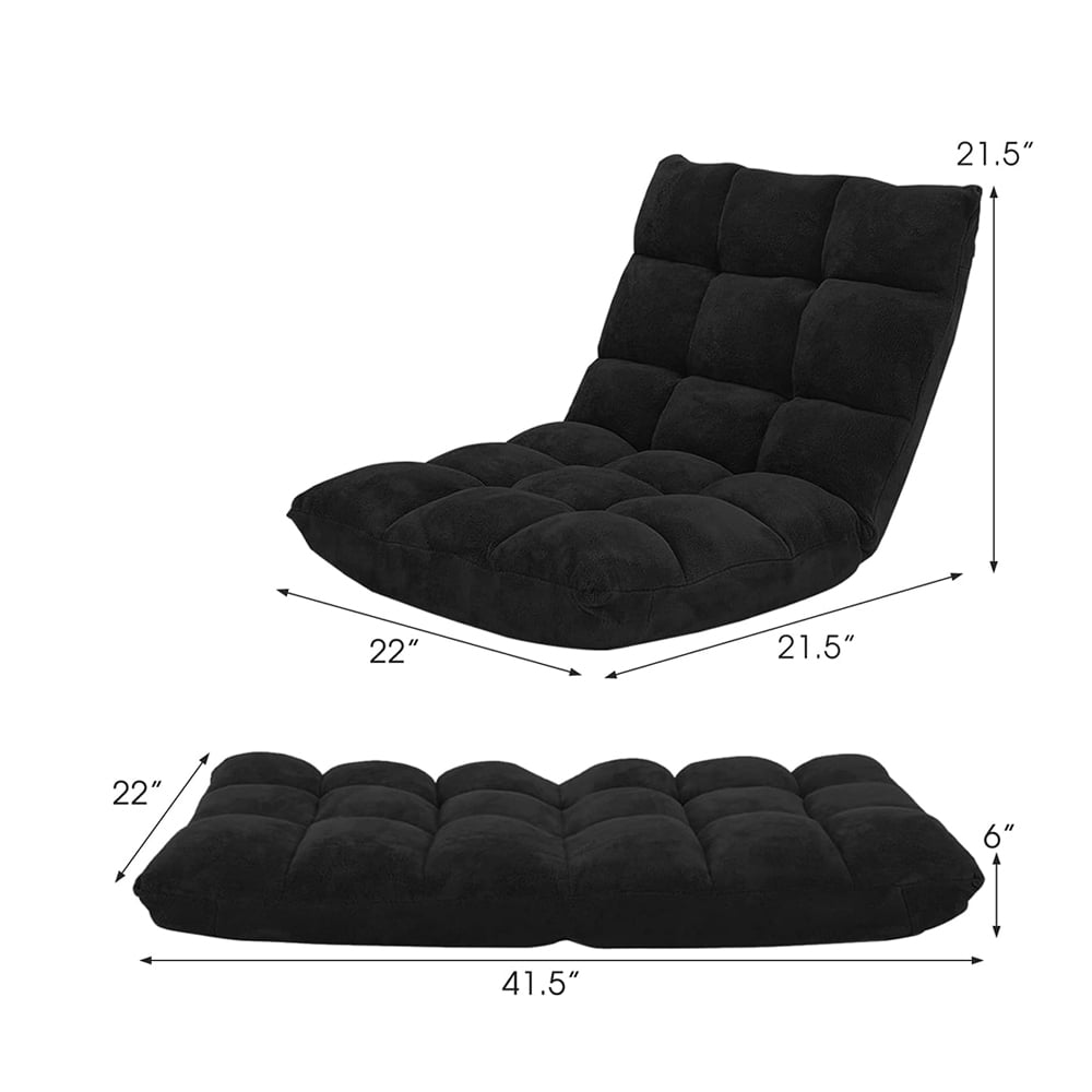 Floor Chair with Back Support, Sofa Chair Gaming Chair with 14 Adjustable Position, Couch Recliner with Avoid-Slip Pad, Black