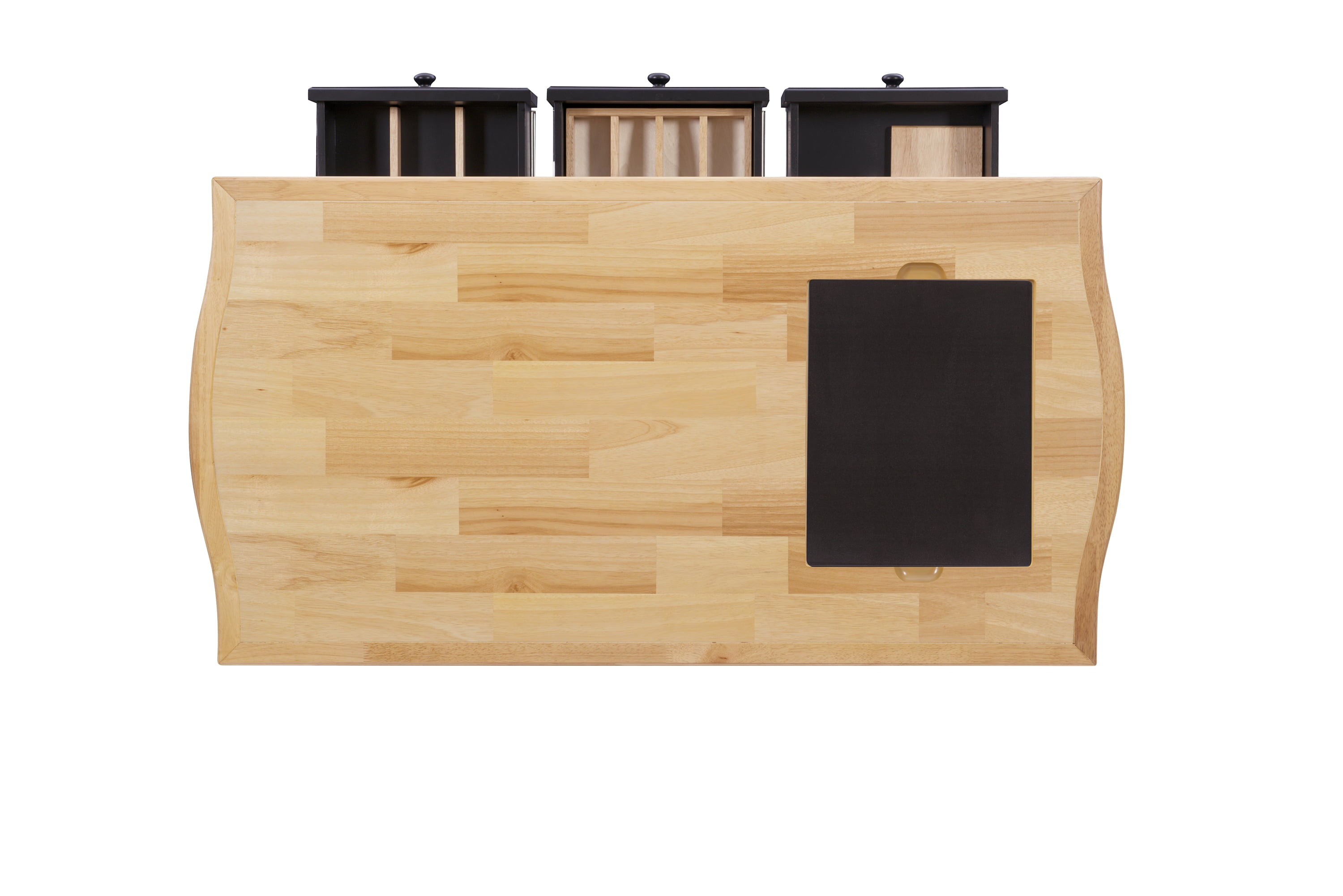 Pennfield Kitchen Island with Black Granite Removable Cutting Surface, Black and Natural