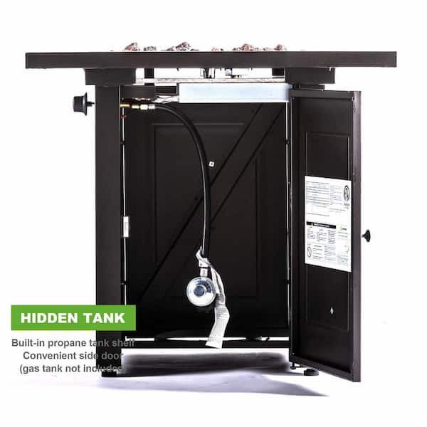 28 in. 50000 BTU Metal Propane Fire Pit Table (Black)