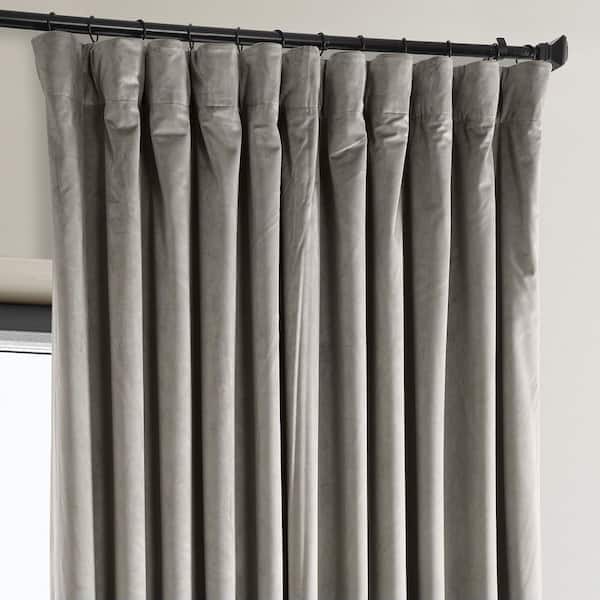 Signature Library Taupe Beige Plush Velvet Extrawide Hotel Blackout Rod Pocket Curtain - 100 in. W x 96 in. L (1 Panel)