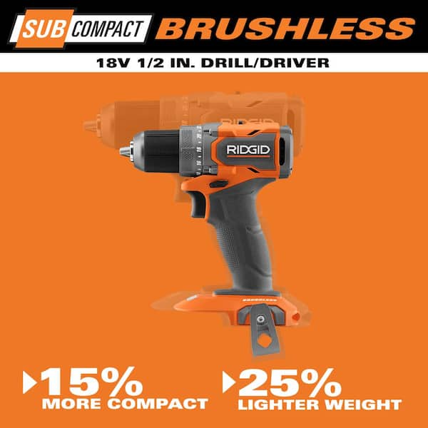 18V SubCompact Brushless Cordless 1/2 in. Drill/Driver Kit with (2) 2.0 Ah Batteries, Charger, and Tool Bag
